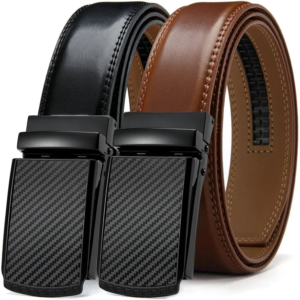 Men’s Luxury Genuine Leather Belt – High-Quality Cowhide with Metal Automatic Alloy Buckle