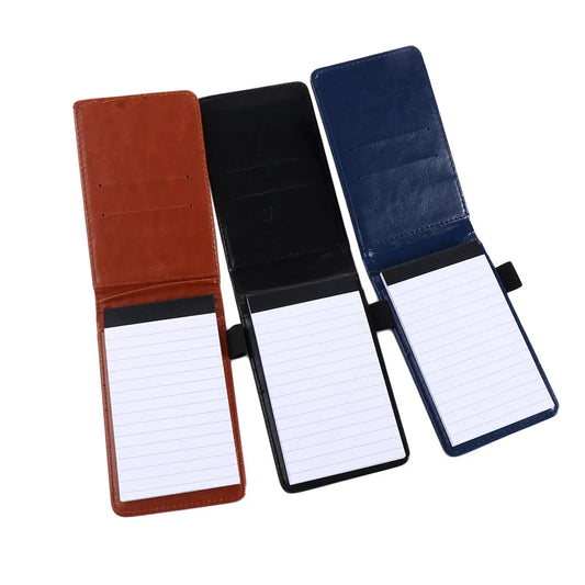 Leather A7 Pocket Planner - Small Business Diary Notebook, Office and School Stationery with Notepad for Memos