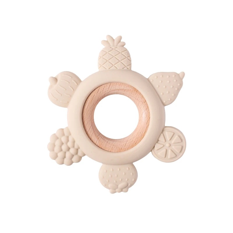 Baby Silicone Teether Toy - BPA Free Dental Chew Ring Bracelet for Infant Teething Relief and Kids Gift