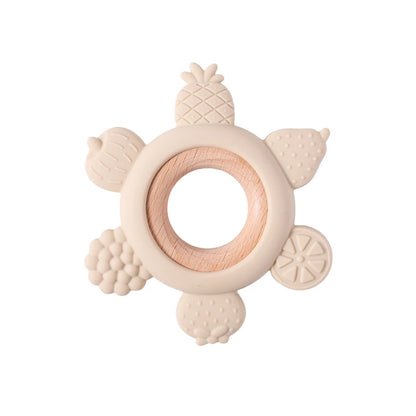 Baby Silicone Teether Toy - BPA Free Dental Chew Ring Bracelet for Infant Teething Relief and Kids Gift