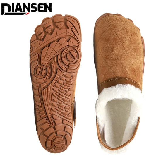Chamois Leather Indoor Flip Flops – Warm Cotton Bedroom Slippers for Men & Women, Wide Toe Home Footwear