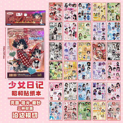 30 Sheets Japanese Style Sticker Book - Cute Cartoon Die Cut Stickers for DIY Scrapbooking Journals & Crafts