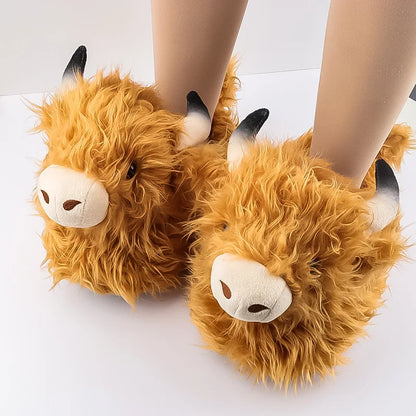 Winter Dinosaur Cotton Slippers for Women — Cartoon T-Rex Plush Velvet Home Slippers, Warm & Non-Slip Floor Shoes