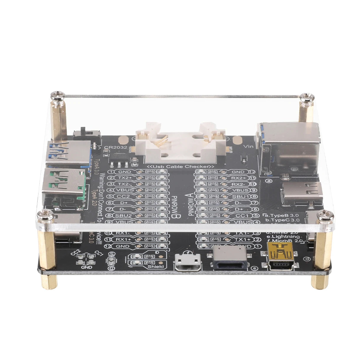USB Cable Tester – Type-C, Type-B, Micro Short Circuit and Data Anomaly Detection Test Board for iOS & Android
