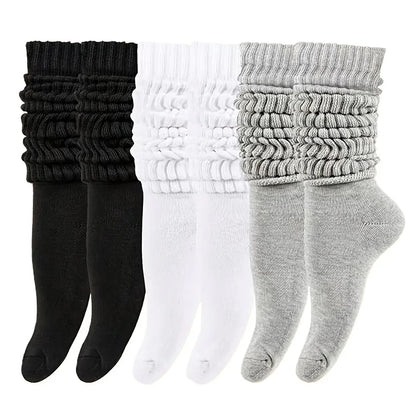 Women’s White Mid-Calf Socks - 3 Pairs Comfortable Breathable Basic Fashion Socks