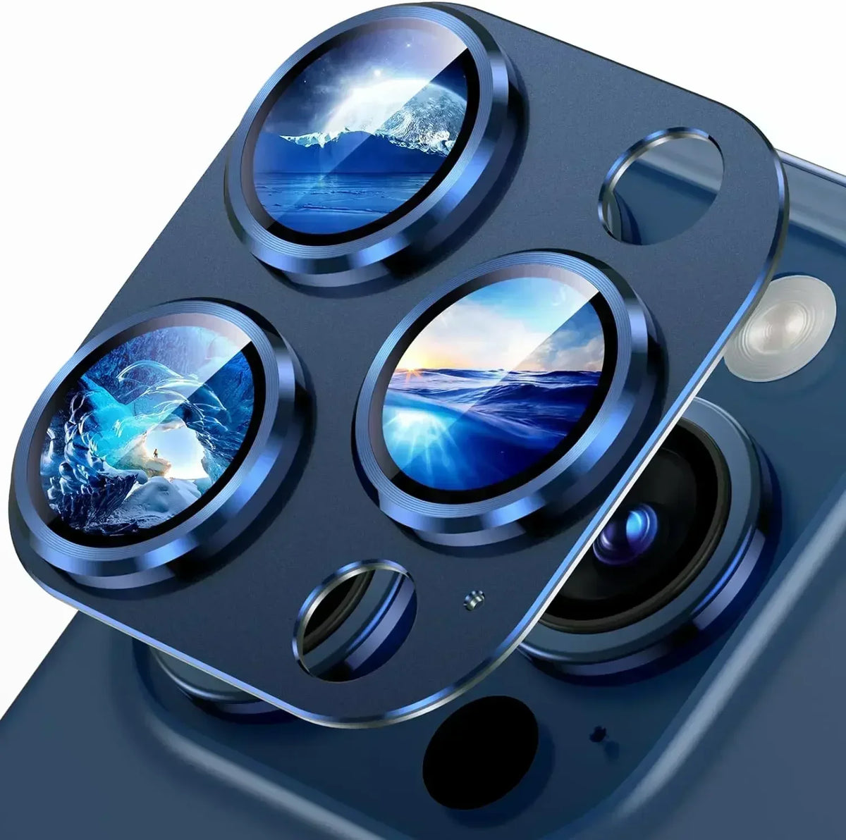 Titanium Black Camera Lens Protector - Metal Glass Cover for iPhone 13 to 15 Pro Max
