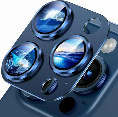 Titanium Black Camera Lens Protector - Metal Glass Cover for iPhone 13 to 15 Pro Max