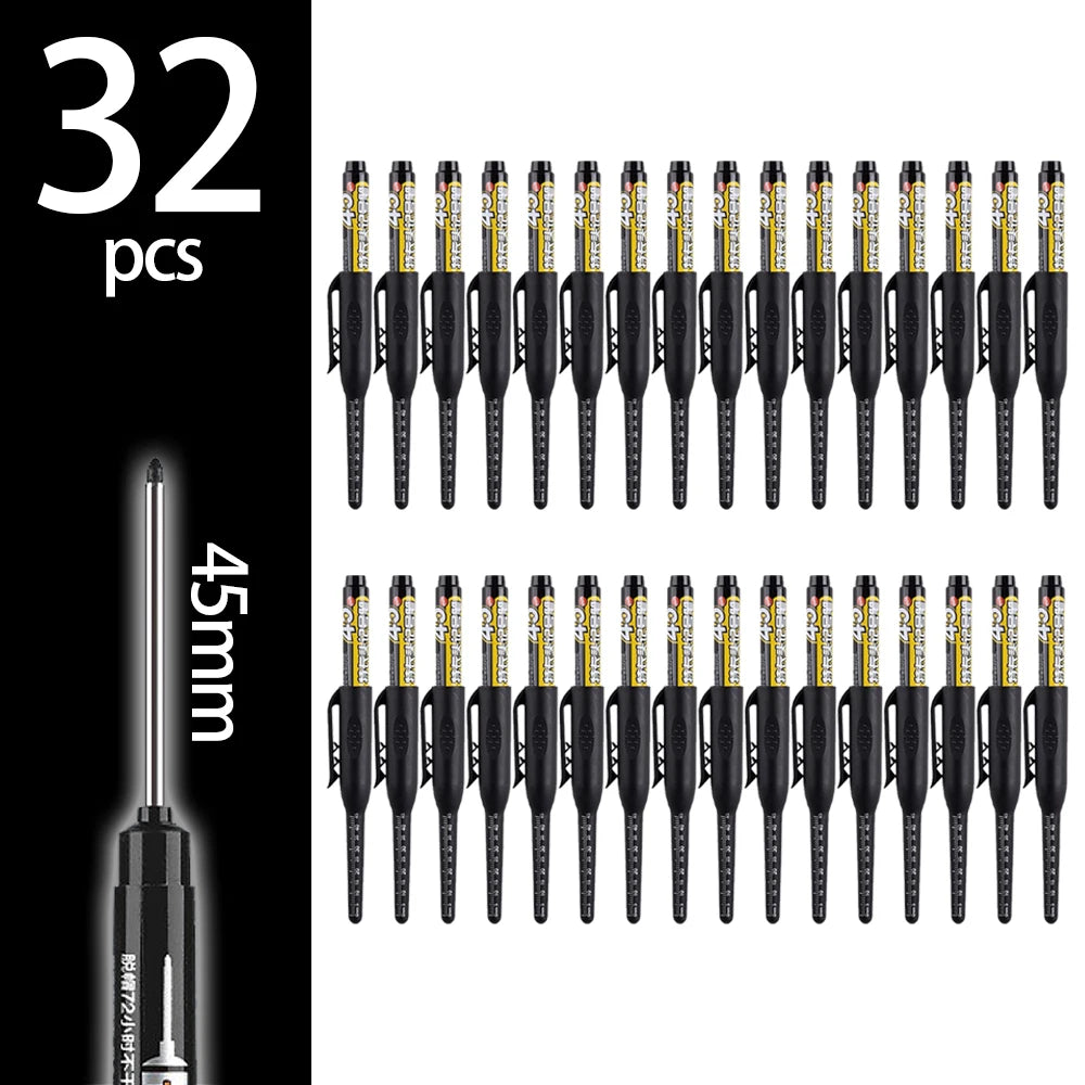 45mm Deep-Hole Carpenter Marker Pen - Long-Nib Woodworking Marking Pen for Measuring & Construction