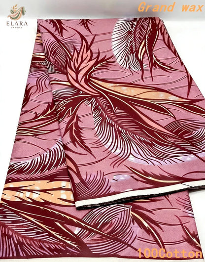Grand Super African Wax Fabric - 100% Cotton Nigerian Glitter Glam Gold Ankara Print for Sewing