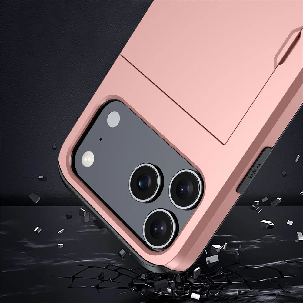 Shockproof iPhone Case with Wallet Card Holder – Protective Cover for iPhone 17, 16, 15, 14, 13, 12, 11 Series, Including Mini & Pro Max