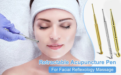 Facial Reflexology Massage Tool – Retractable Acupuncture Pen with Double-Headed Spring for Ear & Face Care