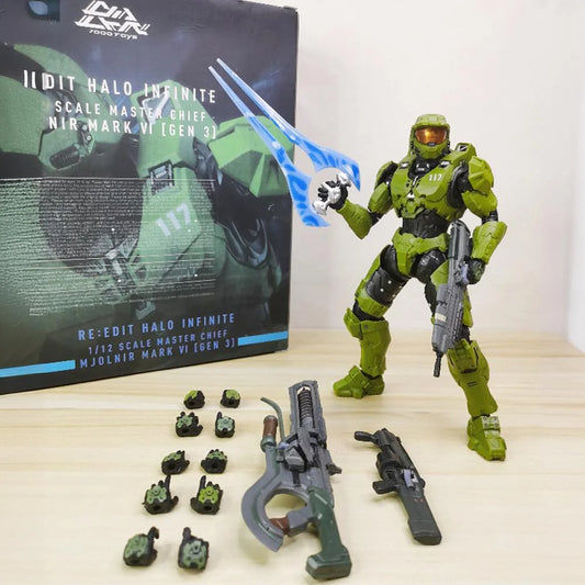 Halo Master Chief Action Figure – 1/12 PVC John-117 Collectible Toy with Full Body Articulation