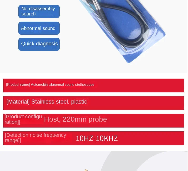 Auto Cylinder Stethoscope — Mechanics Tool for Car Engine Diagnostics and Automotive Sound Detection