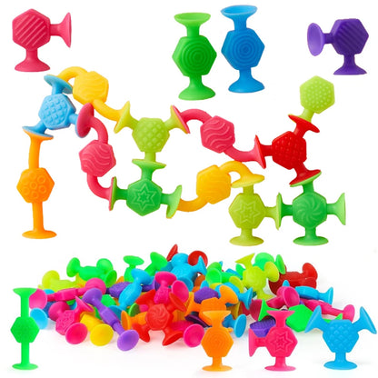 25-Piece Suction Cup Building Toys - Textured Stacking Construction Suckers for Kids, Bath & Travel