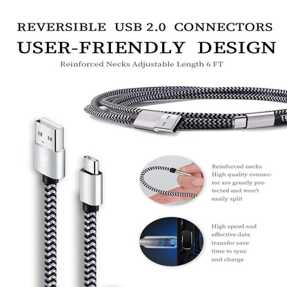 USB-C 2.4A Fast Charging Nylon Braided Data Cable for Samsung, Huawei & USB Type-C Devices