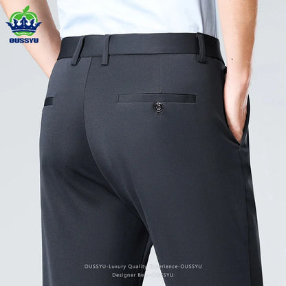 Men’s Slim Stretch Suit Pants - Summer Thin Business Formal Trousers for Office, Work & Plus Size Fit