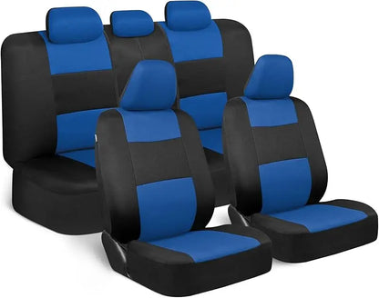 Universal Beige Car Seat Covers Full Set - Easy-Install Front and Rear Split Bench Seat Protectors for Cars, Trucks, SUVs, and Vans