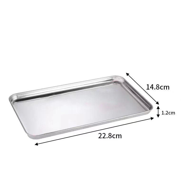 Rectangle Stainless Steel Buffet Tray – Metal Food Serving Plate for Rice, Noodles, & Home Dishes Storage Organizer