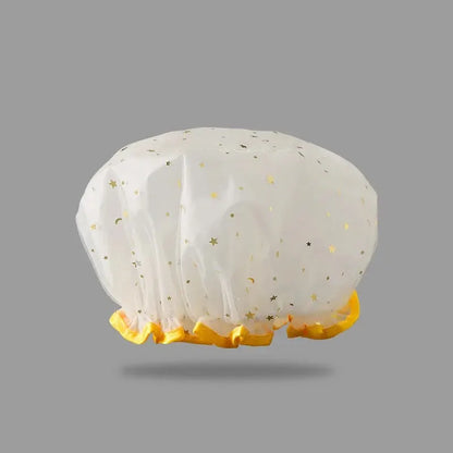 Double-Layer Waterproof Shower Cap — PVC Bathing Hat for Adult Women, Kitchen & Bathroom Use