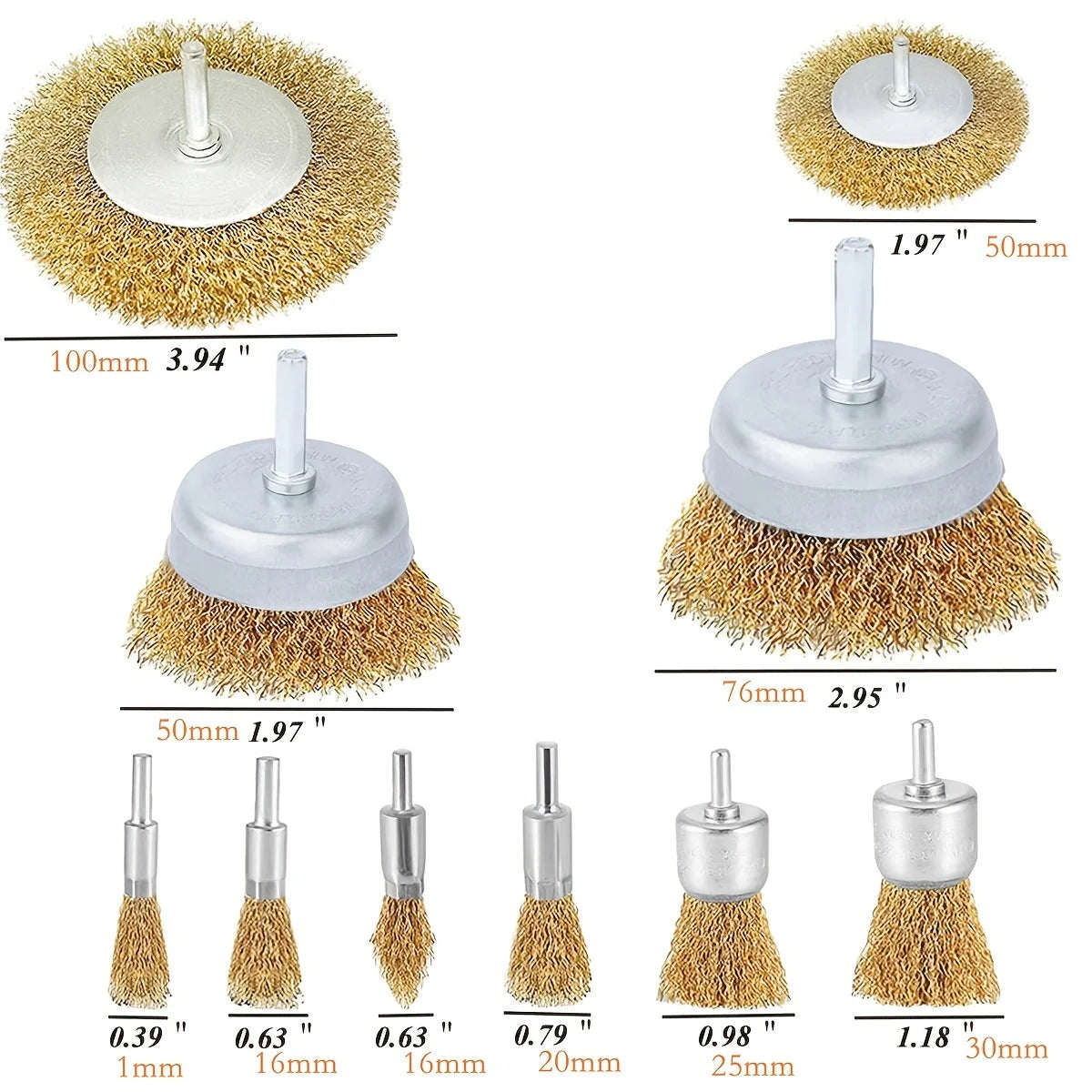 10 Pack Wire Brush Wheel Cup Brush Set: Coarse Crimped 1/4 Inch Shank Wire Wheel - Drill Attachment