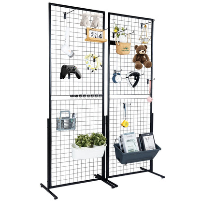 SucceBuy Double-Sided Grid Wall Panels – Wire Display Racks with Hooks for Art, Crafts & Retail Shops