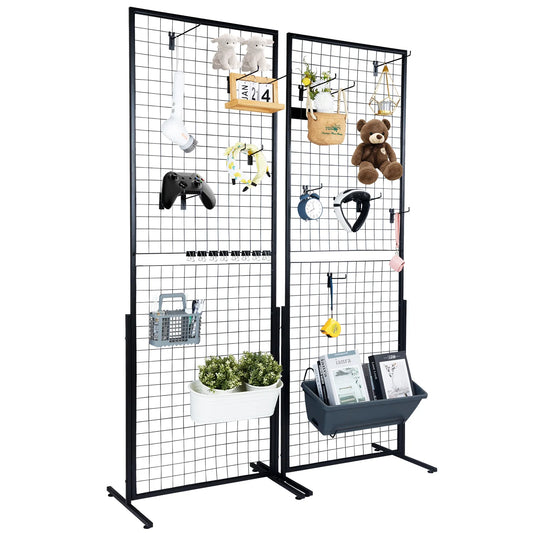 SucceBuy Grid Wall Display Panels - Double-Sided Wire Grid Rack with Hooks for Retail & Craft Shows
