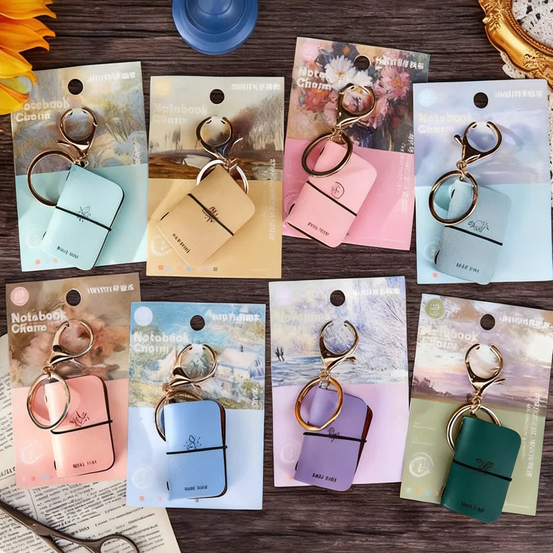 Mini PU Journal Keychain - Portable Leather Diary & Backpack Notebook Charm