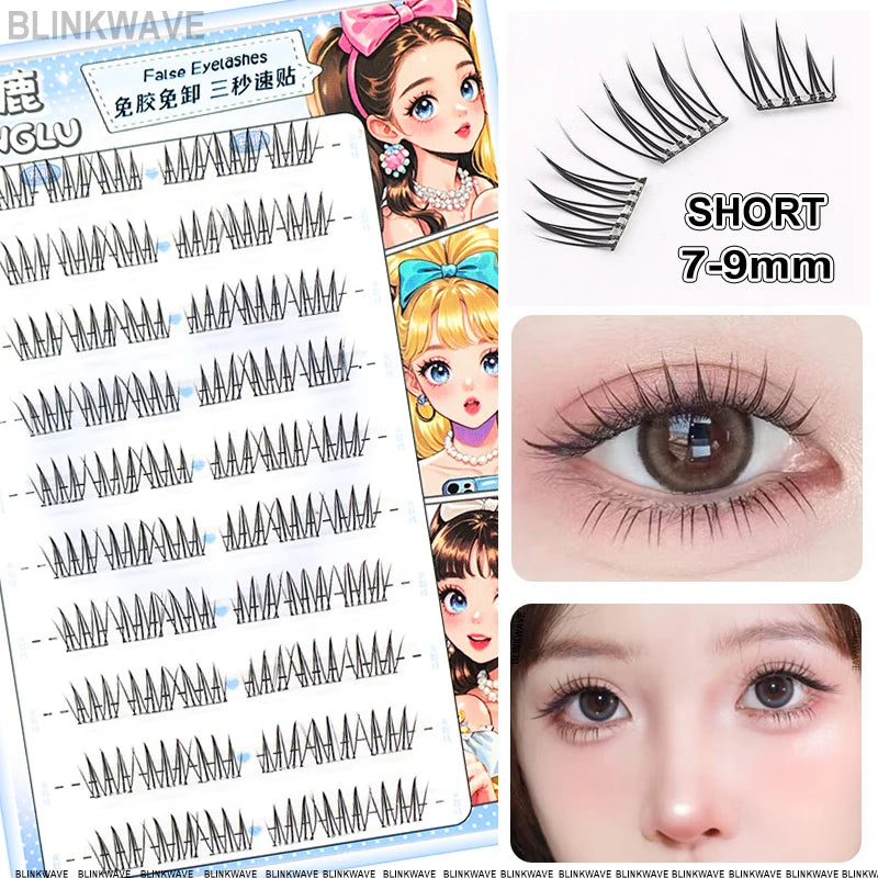 Large Capacity Girls’ Glue-Free False Eyelashes – Natural Wispy Reusable Bottom & Top Lashes, Easy Apply