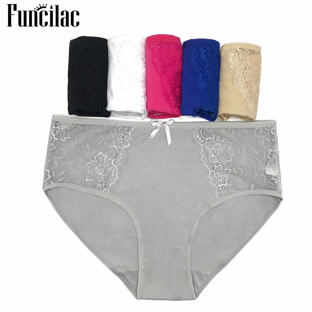 6 Pcs Women’s Cotton Briefs Set - Plus Size Sexy Print Mid-Rise Panties with Breathable Cotton Crotch