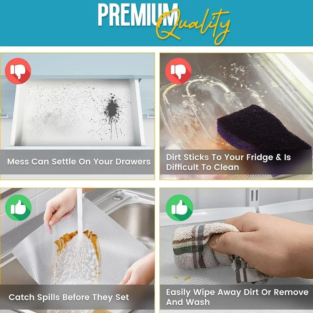 Non-Slip Waterproof Shelf Liner – Easy Clean Drawer & Kitchen Cabinet Liner, Cupboard Mat