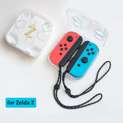 Nintendo Switch Joy-Con Mini Storage Case – Transparent PC Box with Wristband & Silicone Cover for Zelda OLED
