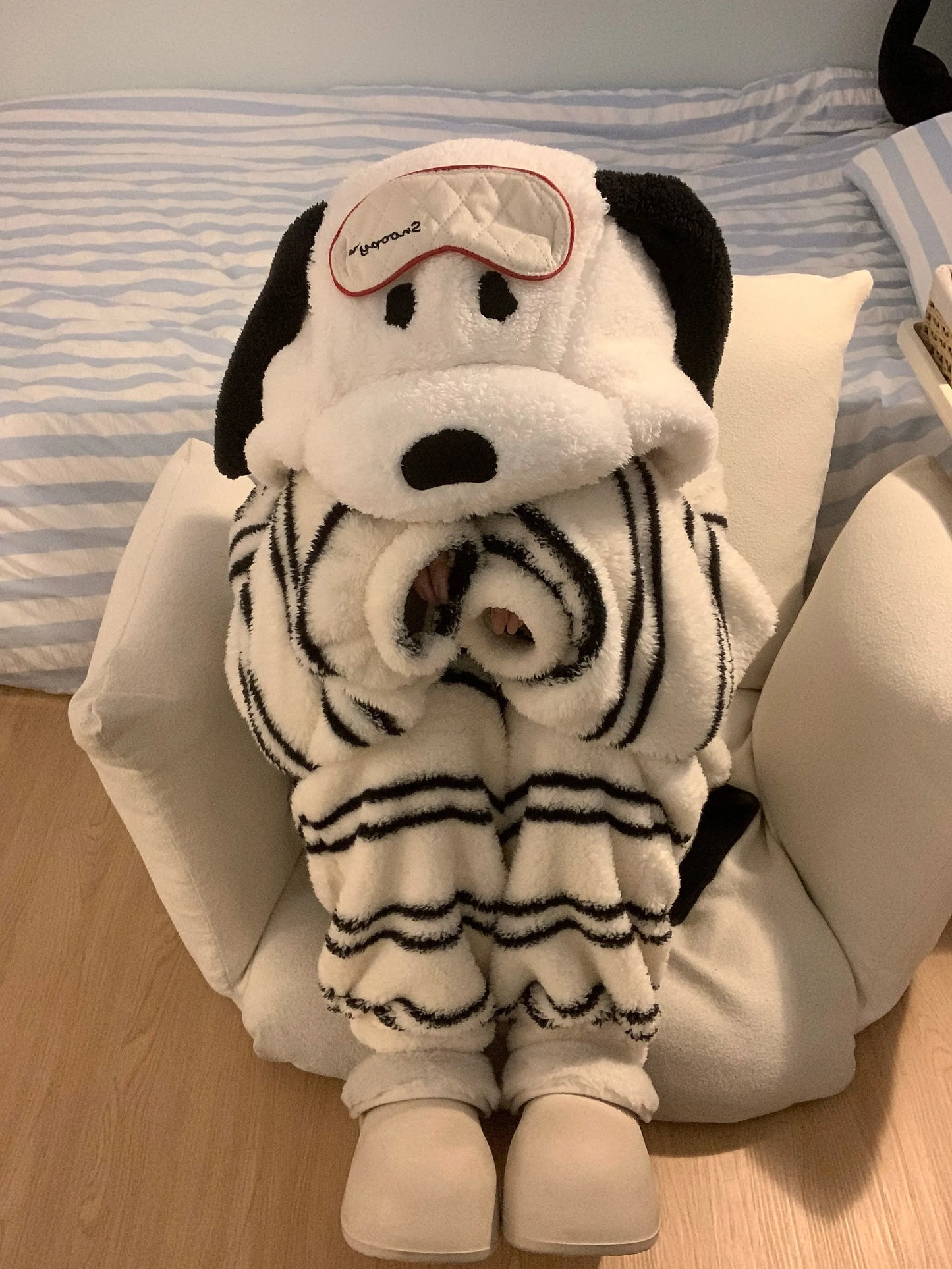 Halloween Snoopy Flannel Pajamas – Hooded Kawaii Anime Cartoon Pajamas for Kids & Adults, Cozy Autumn Homewear