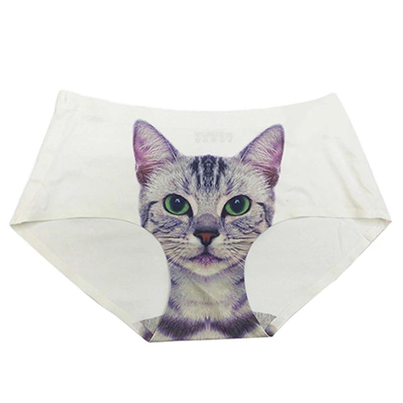 Women's Cat Print Briefs - Cute Meow Star Pattern Casual Underwear