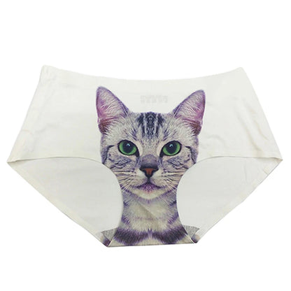 Women's Cat Print Briefs - Cute Meow Star Pattern Casual Underwear