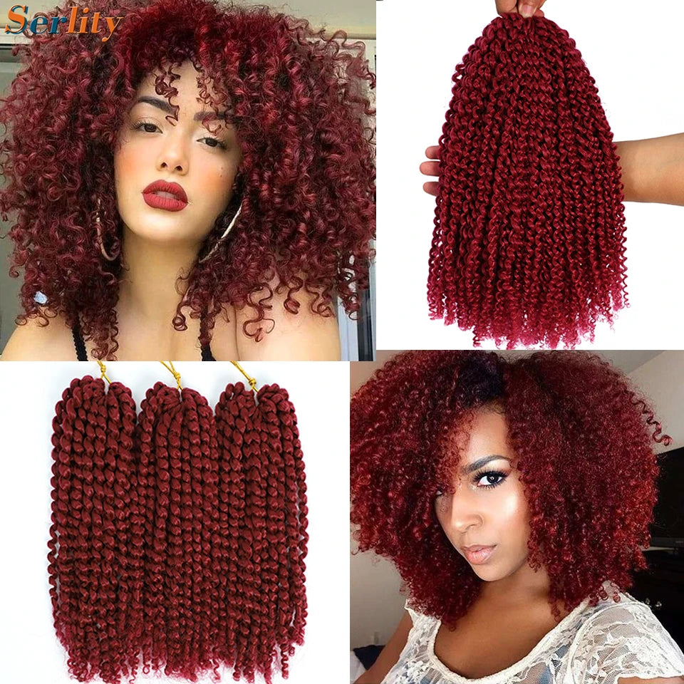 Kinky Curly Crochet Hair Extensions 8–12 Inch – Marlybob Jerry Curl Synthetic Afro Curly Hair, Short Passion Twist Braiding Crochet Hair for Women