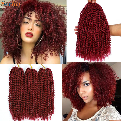 Kinky Curly Crochet Hair Extensions 8–12 Inch – Marlybob Jerry Curl Synthetic Afro Curly Hair, Short Passion Twist Braiding Crochet Hair for Women