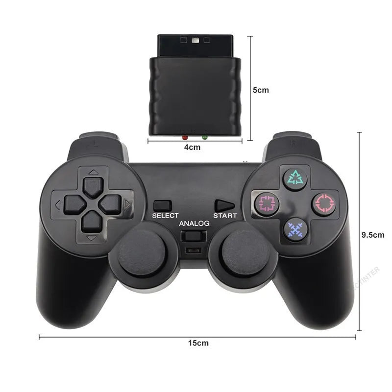 Wireless Gamepad for Sony PS2 – Controller with Double Vibration Shock Joystick for PlayStation 2 & USB PC