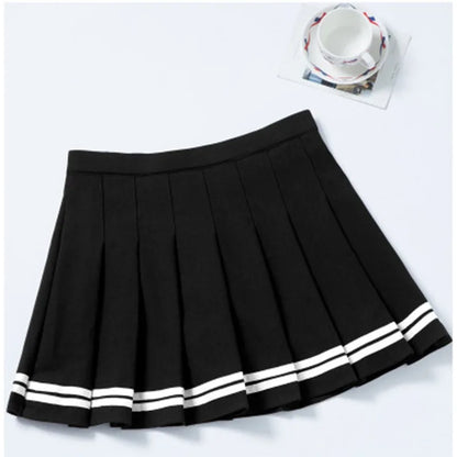 Preppy Pleated Mini Skirt – Elastic Waist Vintage Korean Streetwear for Girls & Students