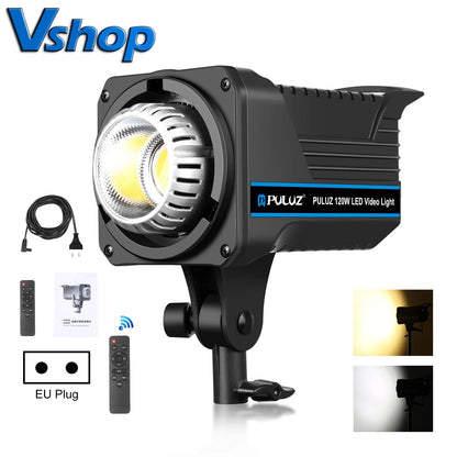 PULUZ 120W Studio Video Light - 220V Dual Color Temperature LED Light with Built-In Cooling & Remote Control
