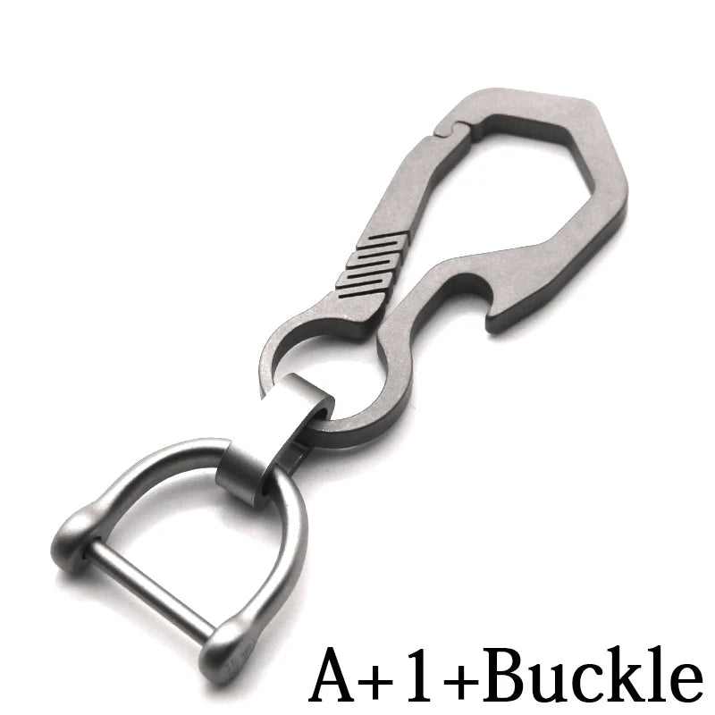 Titanium Key Chain - Lightweight Men’s EDC Quickdraw Carabiner Buckle Key Ring Outdoor Tool