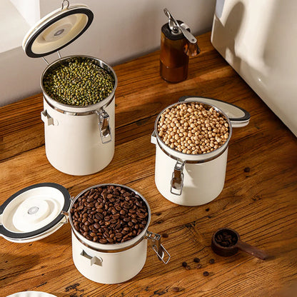 Coffee Bean Vacuum Sealed Jug — Stainless Steel Airtight Food & Grain Storage Container for Kitchen, Portable Canister