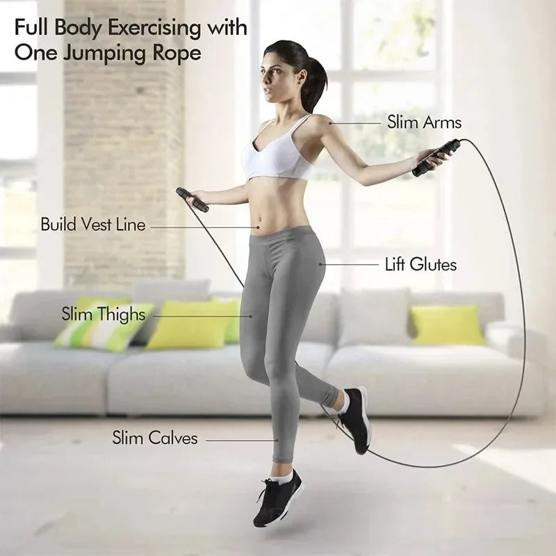 Adjustable Tangle-Free Speed Jump Rope - Ball Bearing Skipping Rope with Foam Handles for Home Workouts, Fitness & Cardio