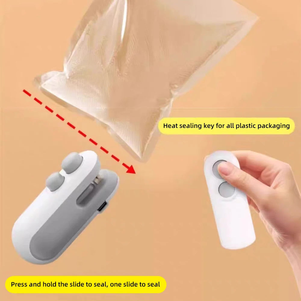Mini Handheld Heat Bag Sealer – Portable Plastic Food Packaging Sealing Machine, Clip-On Bag Sealer for Snacks & Storage