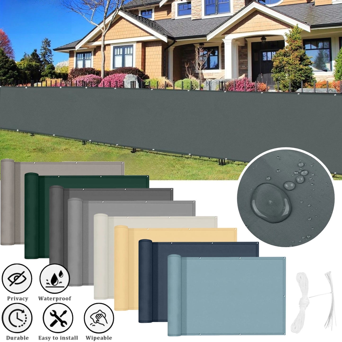 Balcony Privacy Screen Fence Cover with Grommets – Waterproof UV Protection Sunshade Cloth for Patio, Garden & Outdoor Shelter