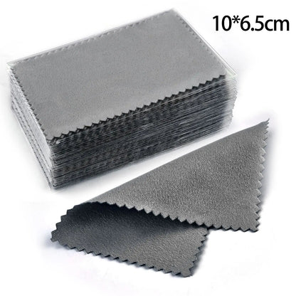 50pcs Silver Polishing Cloths – Soft Cleaning Wipes for Necklaces, Rings & Jewelry Care (10x6.5cm & 8x8cm)