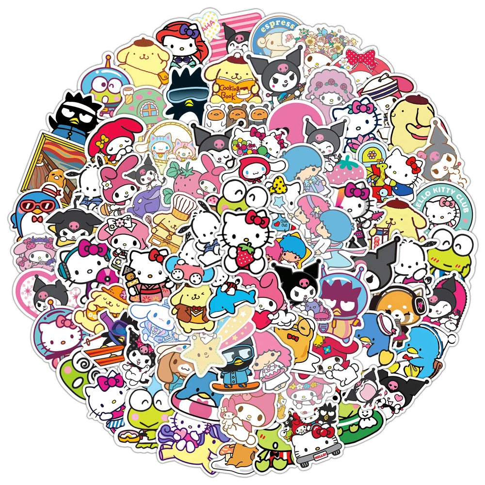 Kawaii Kuromi, My Melody & Hello Kitty Stickers - Cute Cartoon Decals for Laptops, Diaries, Scrapbooks, and DIY Decorations