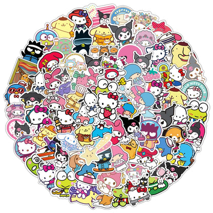 Kawaii Kuromi, My Melody & Hello Kitty Stickers - Cute Cartoon Decals for Laptops, Diaries, Scrapbooks, and DIY Decorations