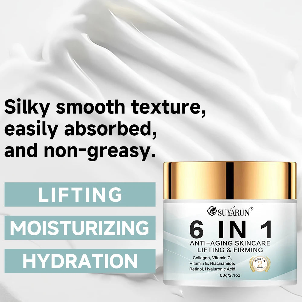 SUYARUN 6-in-1 Anti-Aging Cream - Hydrating, Firming and Brightening Facial Moisturizer for All Skin Types