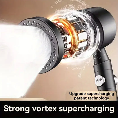 High Pressure Water Saving Shower Head - 5 Mode Handheld Bathroom Filter Spray with One Button Stop Function