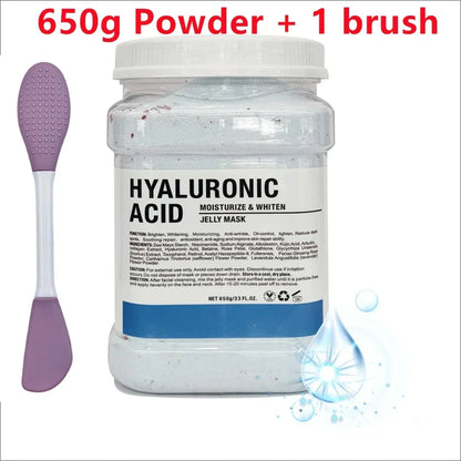 650g Chamomile Hyaluronic Acid Facial Moisturizing Mask Powder with Silicone Brush, Rose Jelly Mask for Skin Elasticity